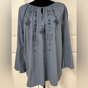 Chico’s Embellished Flare Sleeve Top